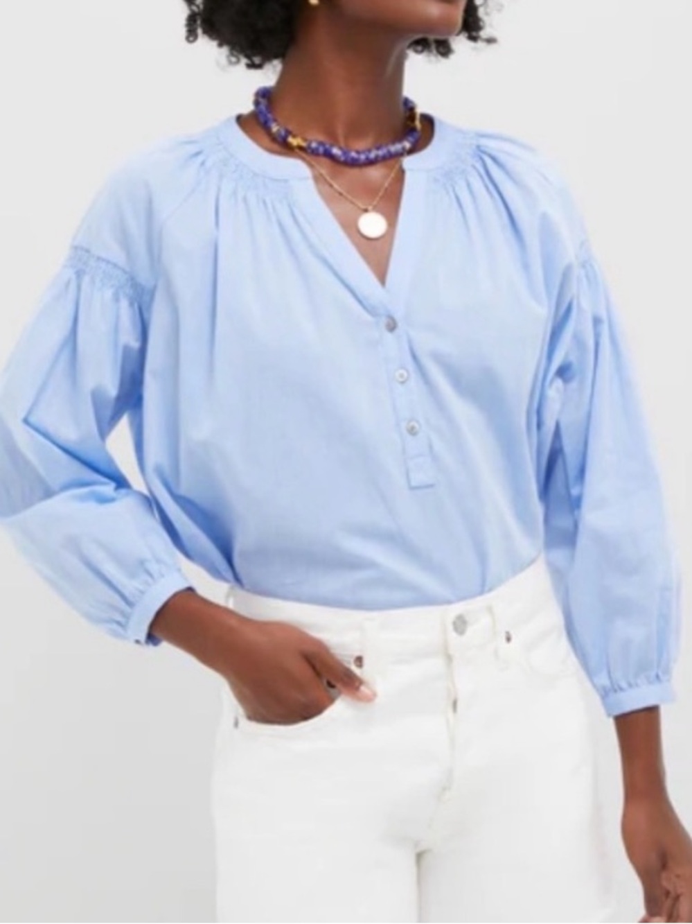 Tuckernuck Ashton Chambray Top in Large | Blue Summer Shirt